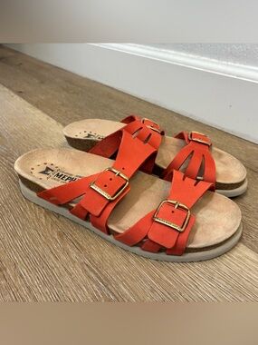 Mephisto Helisa Women’s Coral Red Sandals Strap Flip Flop Shoes Size EU39 UK6.5